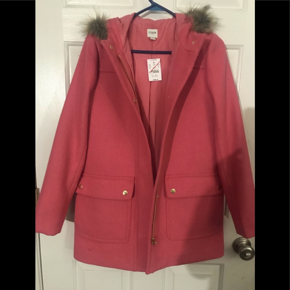 J crew pink winter jacket size 2